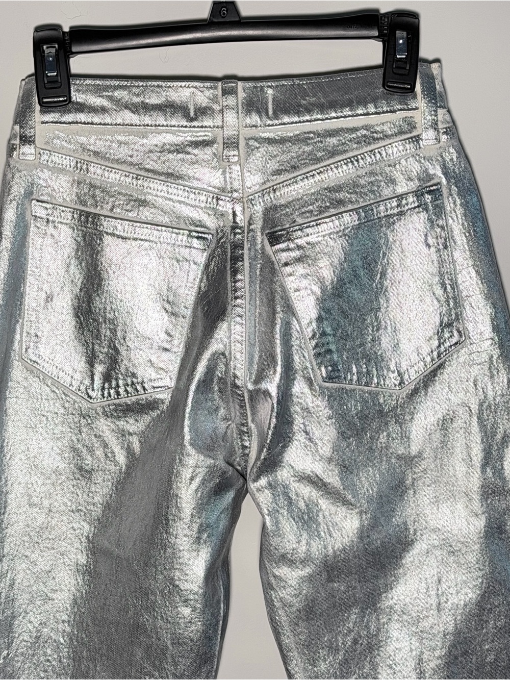 NWT Abercrombie & Fitch The 90s Relaxed High Rise Jean Metallic Silver Size 25 0 - Picture 7 of 10